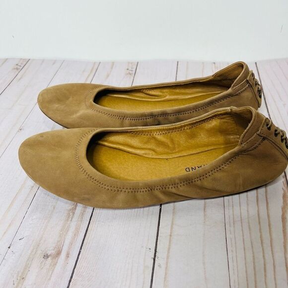 Lucky Brand Echo 2 Tan Brown Leather Ballet Flats Shoes - Picture 1 of 6